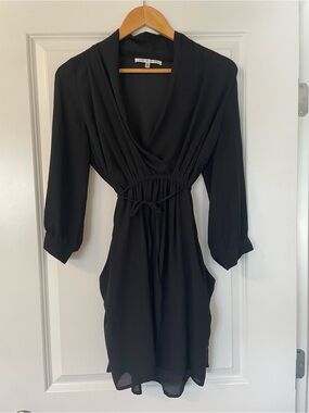 Collective Concepts Black Long-Sleeve Wrap Dress with Tie Waist